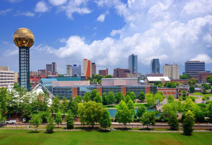 Buildings and park in Knoxville
